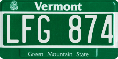 VT license plate LFG874