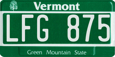 VT license plate LFG875