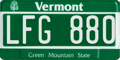 VT license plate LFG880