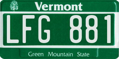 VT license plate LFG881