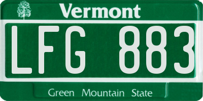VT license plate LFG883