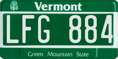 VT license plate LFG884