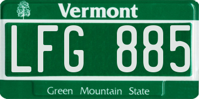 VT license plate LFG885