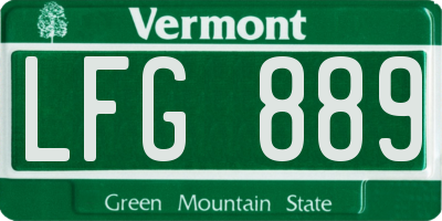 VT license plate LFG889