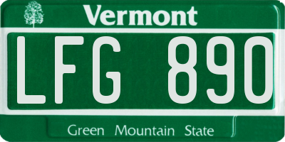 VT license plate LFG890