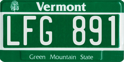 VT license plate LFG891