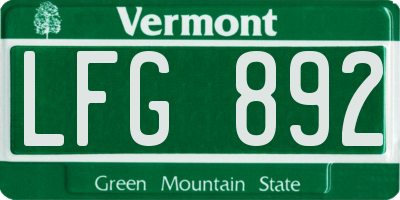 VT license plate LFG892