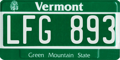 VT license plate LFG893