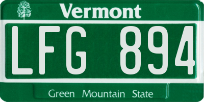 VT license plate LFG894