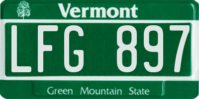 VT license plate LFG897