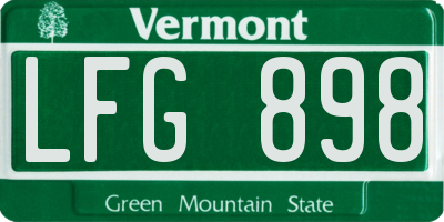 VT license plate LFG898