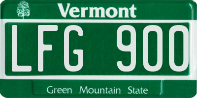 VT license plate LFG900