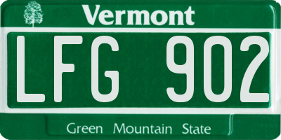 VT license plate LFG902
