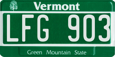 VT license plate LFG903