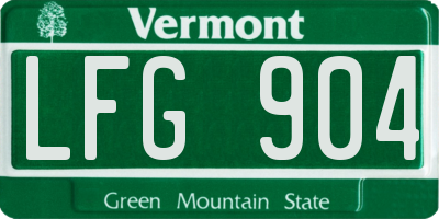 VT license plate LFG904