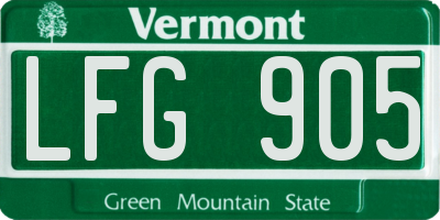 VT license plate LFG905