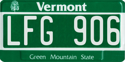 VT license plate LFG906