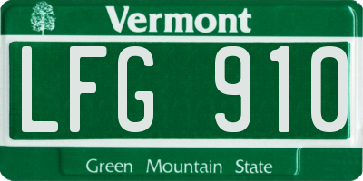 VT license plate LFG910