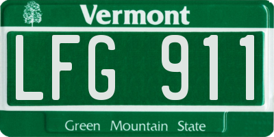 VT license plate LFG911
