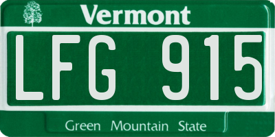VT license plate LFG915