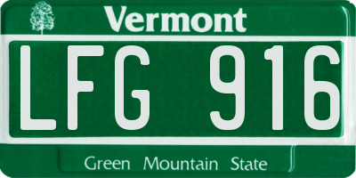 VT license plate LFG916