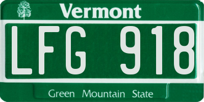 VT license plate LFG918