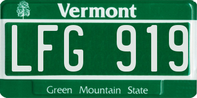 VT license plate LFG919