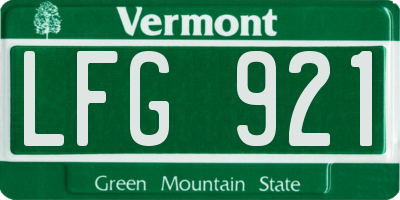 VT license plate LFG921