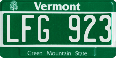 VT license plate LFG923
