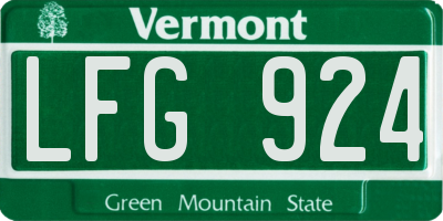 VT license plate LFG924