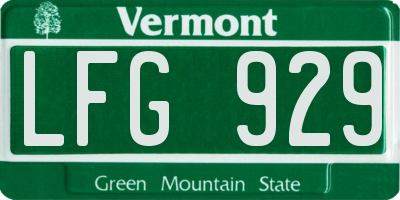 VT license plate LFG929