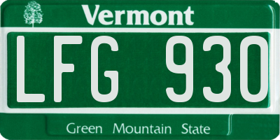VT license plate LFG930