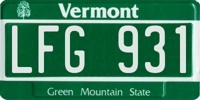 VT license plate LFG931