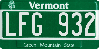 VT license plate LFG932