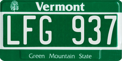 VT license plate LFG937