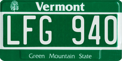 VT license plate LFG940