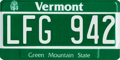 VT license plate LFG942