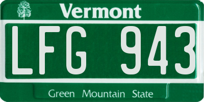 VT license plate LFG943