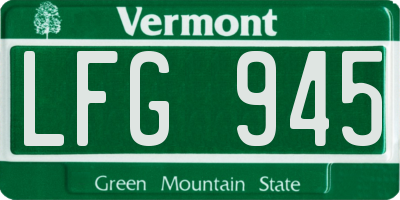 VT license plate LFG945