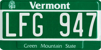 VT license plate LFG947