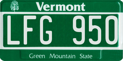 VT license plate LFG950