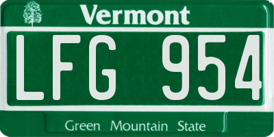 VT license plate LFG954