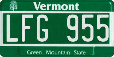 VT license plate LFG955