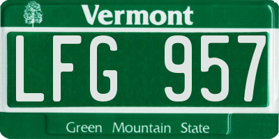 VT license plate LFG957