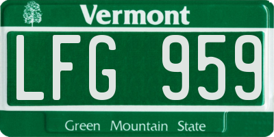 VT license plate LFG959