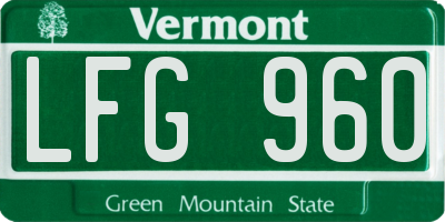 VT license plate LFG960