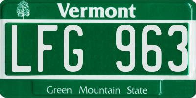 VT license plate LFG963