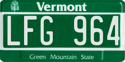 VT license plate LFG964