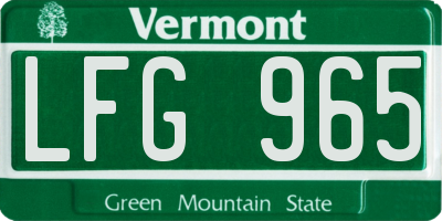 VT license plate LFG965