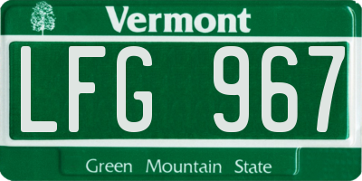 VT license plate LFG967